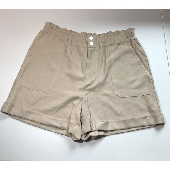 INC International Concepts Womens Tan Shorts Stretchy Waist Zipper Summer Shorts - Picture 1 of 8
